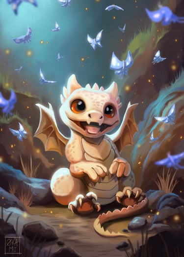 cute mignon kawaii bébé dragon fantasy art illustration digital painting okami art
