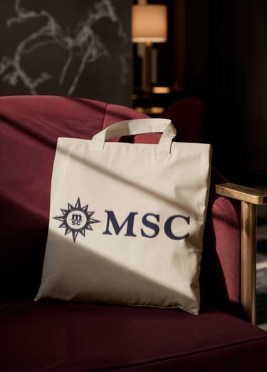 Bolsas de tela ecofriendly estampadas con logo para merchandising empresarial