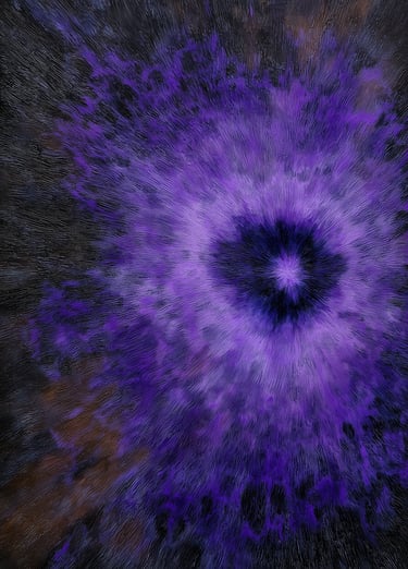Vision abstract wall art print, deep purple textured modern painting radial composition