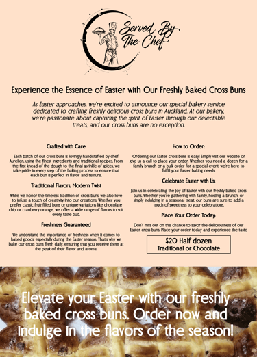 a flyer for a bakery with cross buns