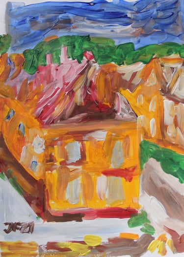 a painting of houses