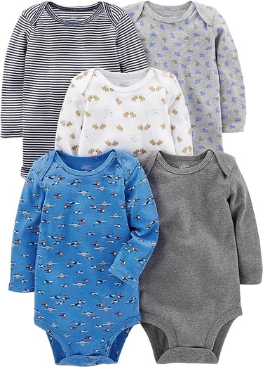 5 pack baby onsies with snaps and adjustable collar