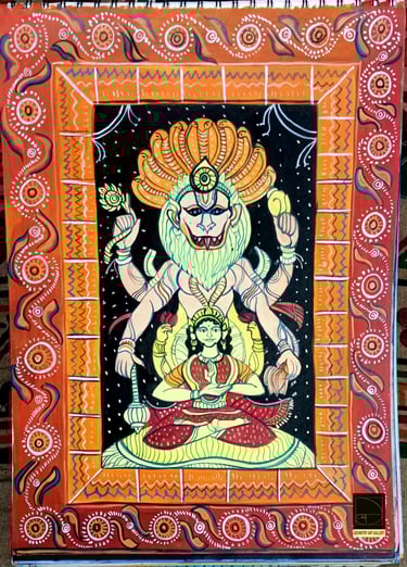 pattachitra art of narsimha hindu god and lakshmi his consort
