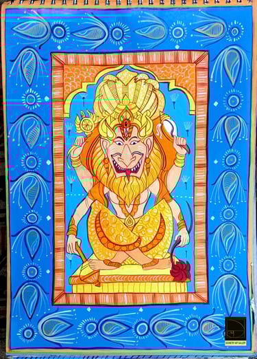 pattachitra art of indian god narsimha from scriptures