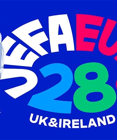 Digital artwork depicting the UEFA EURO 2028 logo and branding.