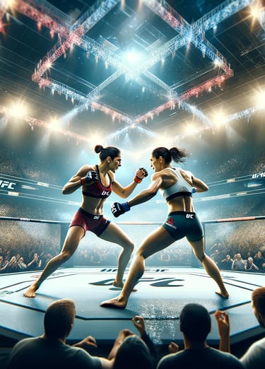Amanda Nunes and Julianna Peña in action during their fight at UFC 303.