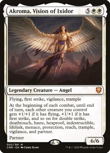 Akroma, Vision of Ixidor Magic: The Gathering card featuring a winged angel holding a spear.