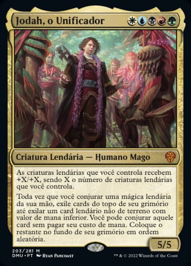 Portuguese Jodah, the Unifier Magic the Gathering card featuring a legendary human wizard.