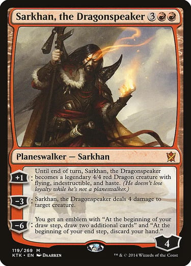Sarkhan, the Dragonspeaker Magic: The Gathering planeswalker card from Khans of Tarkir set.