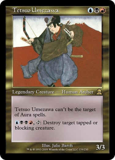 Magic: The Gathering card Tetsuo Umezawa from the Legends set featuring a samurai archer with a bow.