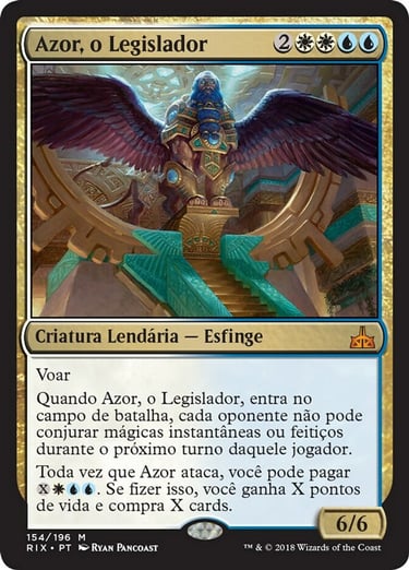 Azor, the Lawbringer legendary sphinx creature card from Magic: The Gathering Rivals of Ixalan set.