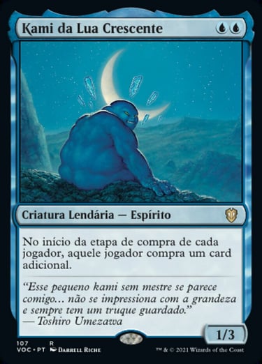 Kami da Lua Crescente blue Magic: The Gathering card featuring a blue spirit sitting under a crescent moon.