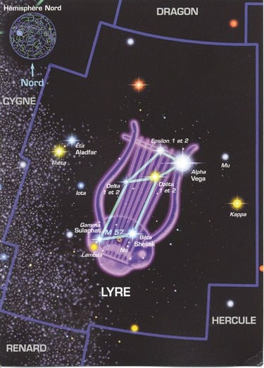 Constellation de la lyre dessinée dans le ciel