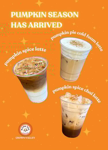 Pumpkin Spice Latte - Pumpkin Season - Seasonal Drinks | Kona Loa Coffee Crown Valley