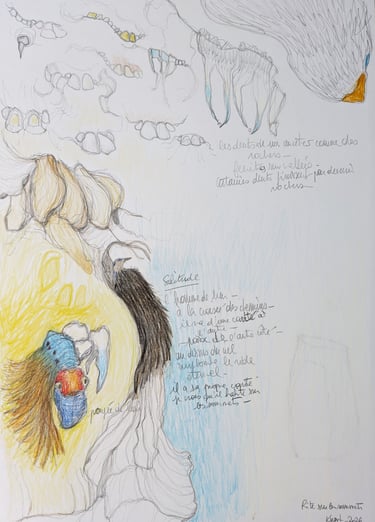 karine-nguyen-van-tham-dessin médiumnique, rite funéraire sur les sommets. A4