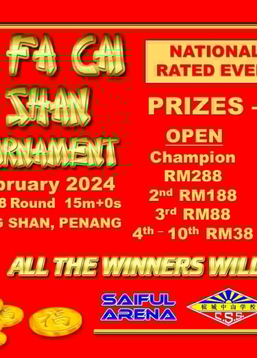 Malaysia Chess. Catur Malaysia. Gong Xi Fa Cai Chung Shan Chess Tournament