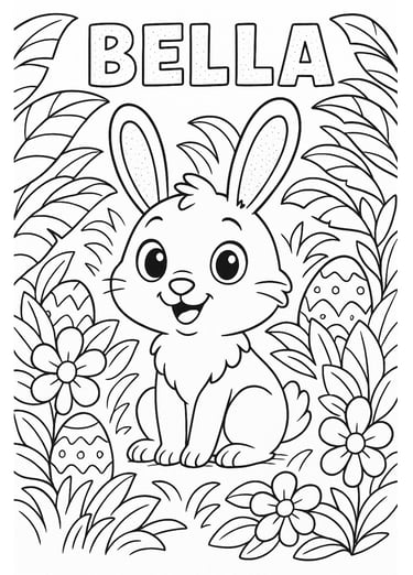 Bella the Bunny colouring page - free jungle printable for kids