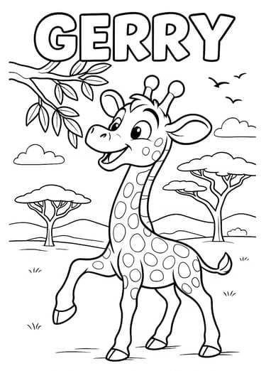 Gerry the Giraffe - free jungle printable for kids