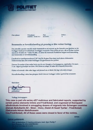 hege finsveen,fredrikstad politi,salah hassan al-saadi,zainab abdulkarim,Qatranada Adnan Abdulhussei