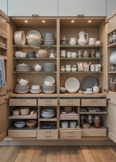 A kitchen countertop during the decluttering process
