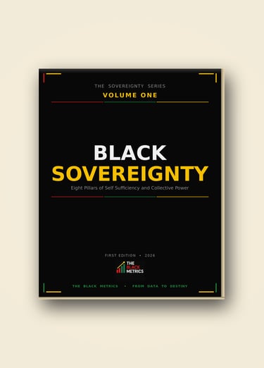 Black Sovereignty book cover by The Black Metrics focusing on self-sufficiency and collective power.
