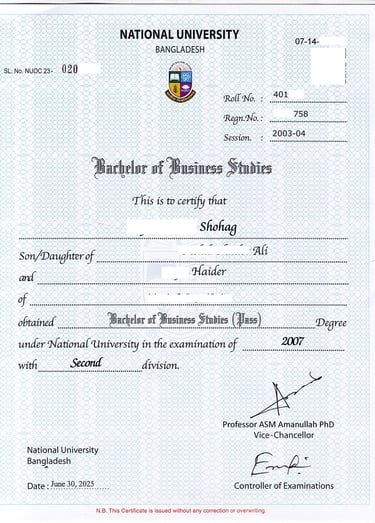 জাতীয় বিশ্ববিদ্যালয়ের মূল সনদ- Nu_ac_bd National Main Certificate