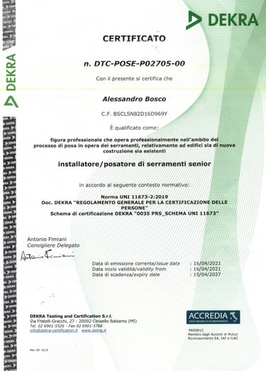Certificato posatore EQF3