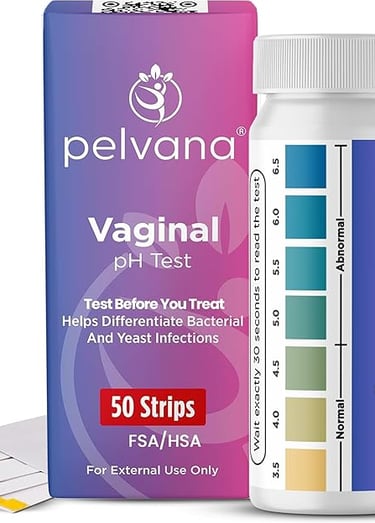 Pelvana vaginal pH test strips for women – at-home BV and yeast infection test kit with 50 pH strips