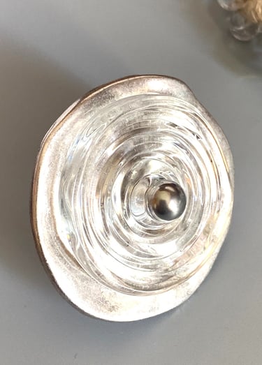 Bague disque de verre Cristal de Murano et son plateau