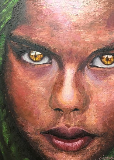 A unique oil painting during tough times! Feel the soul in a portrait of a Bangladesh girl