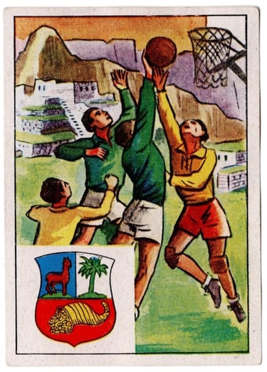 1952 Peru Basketball Helsinki German Card Rare