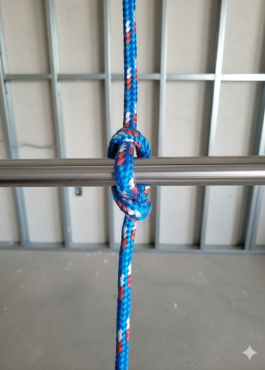 Marlinspike Hitch for making electrician handle and pulling mule tape 