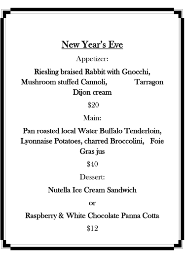 new years eve menu