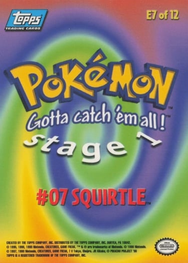 E7 Of E12 Squirtle Topps Pokémon The FIrst Movie back