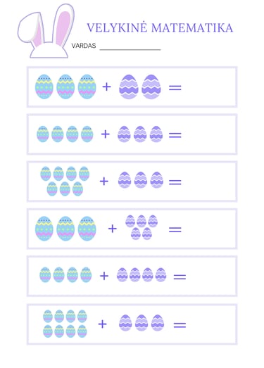 Nemokamos užduotys PDF Velykos Matematika