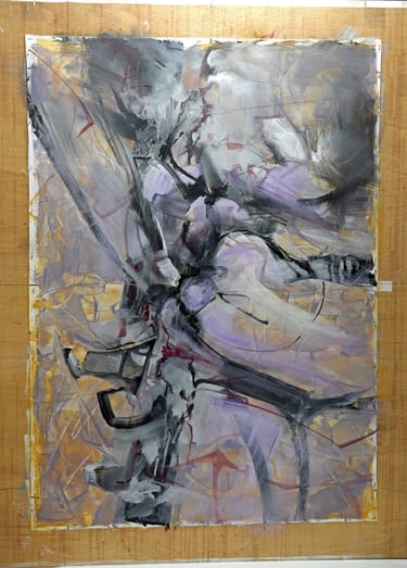 The beginning of "Higher Possibility" painting by Eric Stiles.