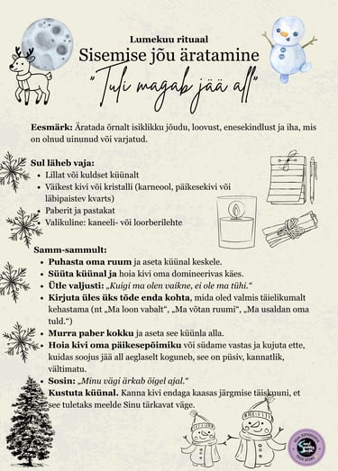 Lumekuu rituaal Sisemise jõu äratamise rituaal Soul Sisters Tarot