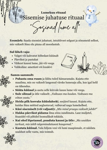 Lumekuu rituaal Sisemise juhatuse rituaal Soul Sisters Tarot
