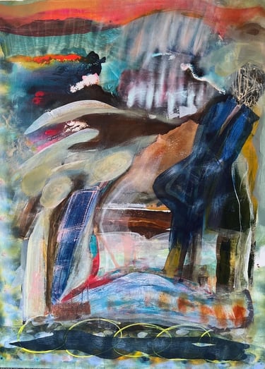 taking a peek of the southern lights- acrylic on canvas, — Nikki Kelly