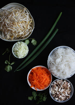 ingredients for the filling of Thai Spring rolls