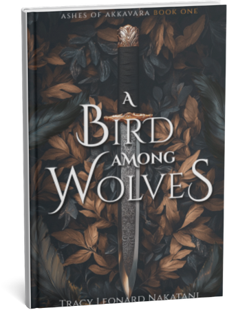 A Bird Among Wolves fantasy novel cover featuring a dagger over autumn leaves.