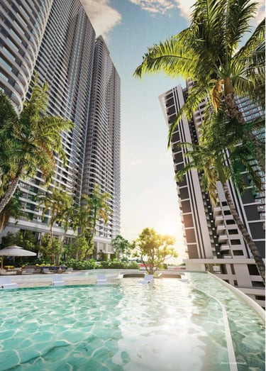 Talisa Bangsar Hill Park Swimming Pool with palm trees