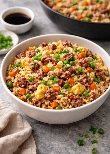 Pisupo fried rice in bowl