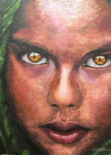 A unique oil painting during tough times! Feel the soul in a portrait of a Bangladesh girl