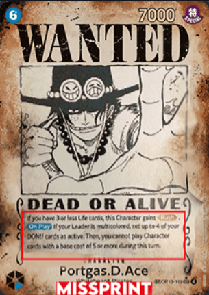 Ace wanted missprint