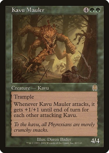 Magic: The Gathering Kavu Mauler creature card featuring fantasy monster art in a forest setting.