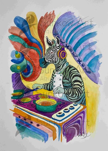 aquarell-dj-zebra-surkow-art-paul-surkow