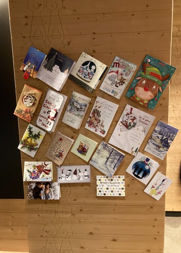 Christmas card up in hotel room