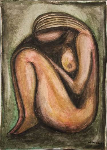 Sleeping in A Deep Slumber,  Watercolour on paper,   35 x 50 cm