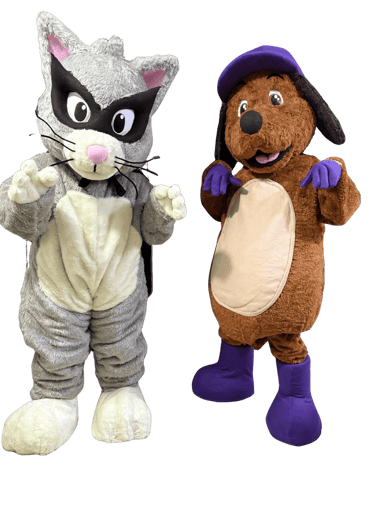 fabricacion de botarga para empresas de gatito y perrito